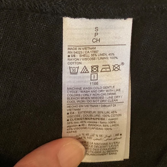 NWOT. Linen Blend, with cotton, black, puff sleeve wrap dress, size S, Old Navy - Picture 9 of 10